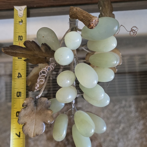 Vintage Chinese Solid Celadon Marble Grape Decor - Picture 7 of 9